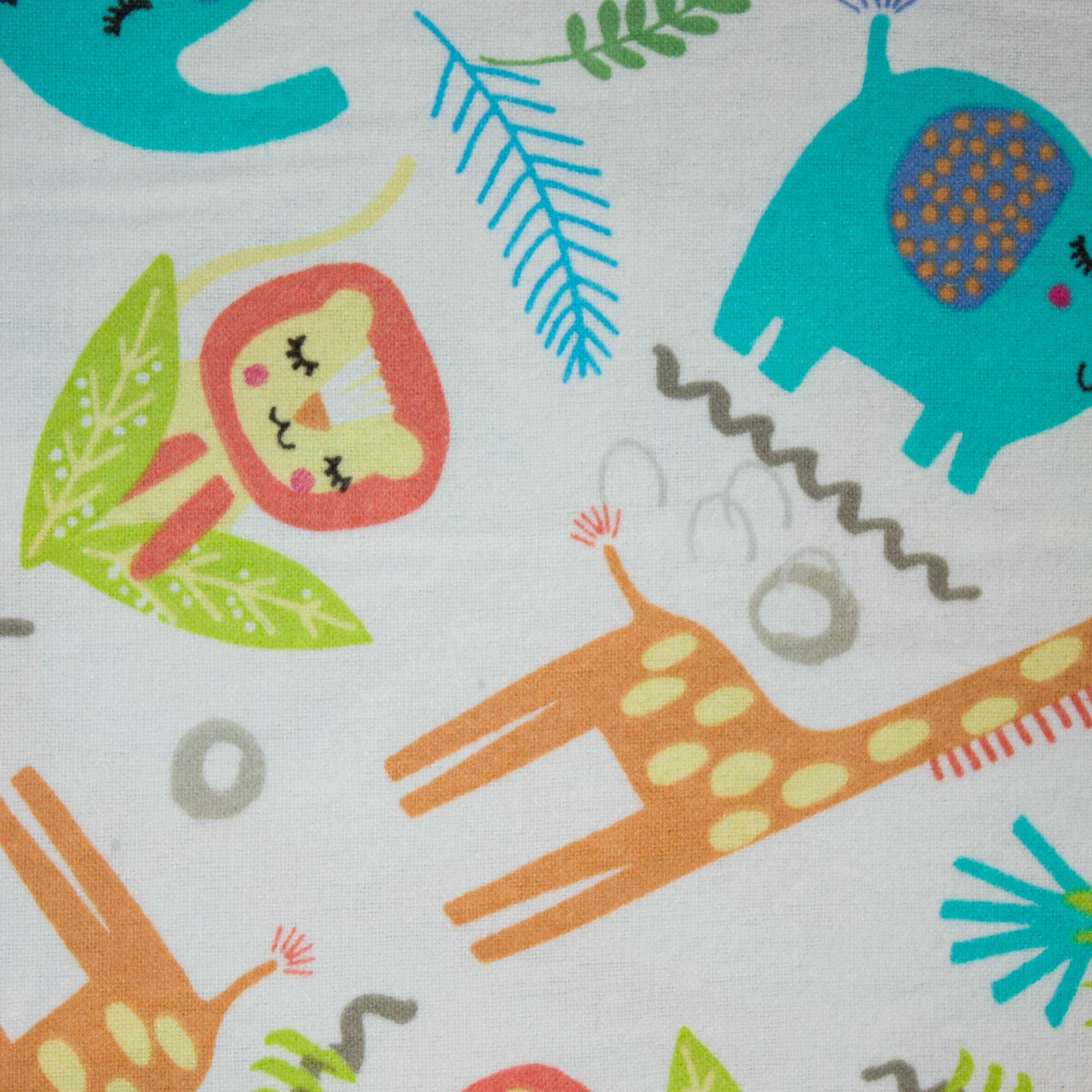 Flanel wit met verschillende dieren