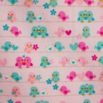 Flanel roze met roze / blauwe vogels