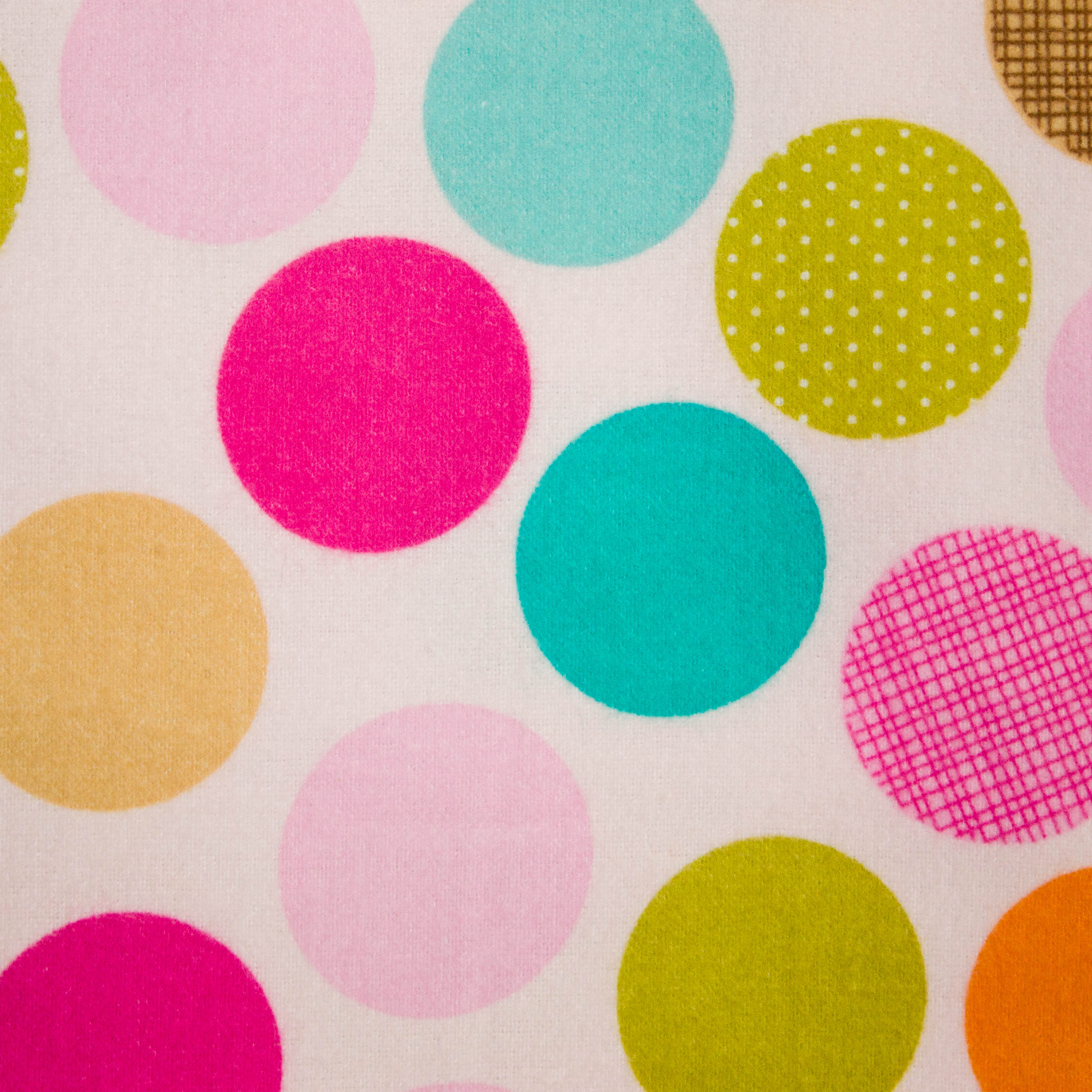 Flanel roze met multicolor bollen