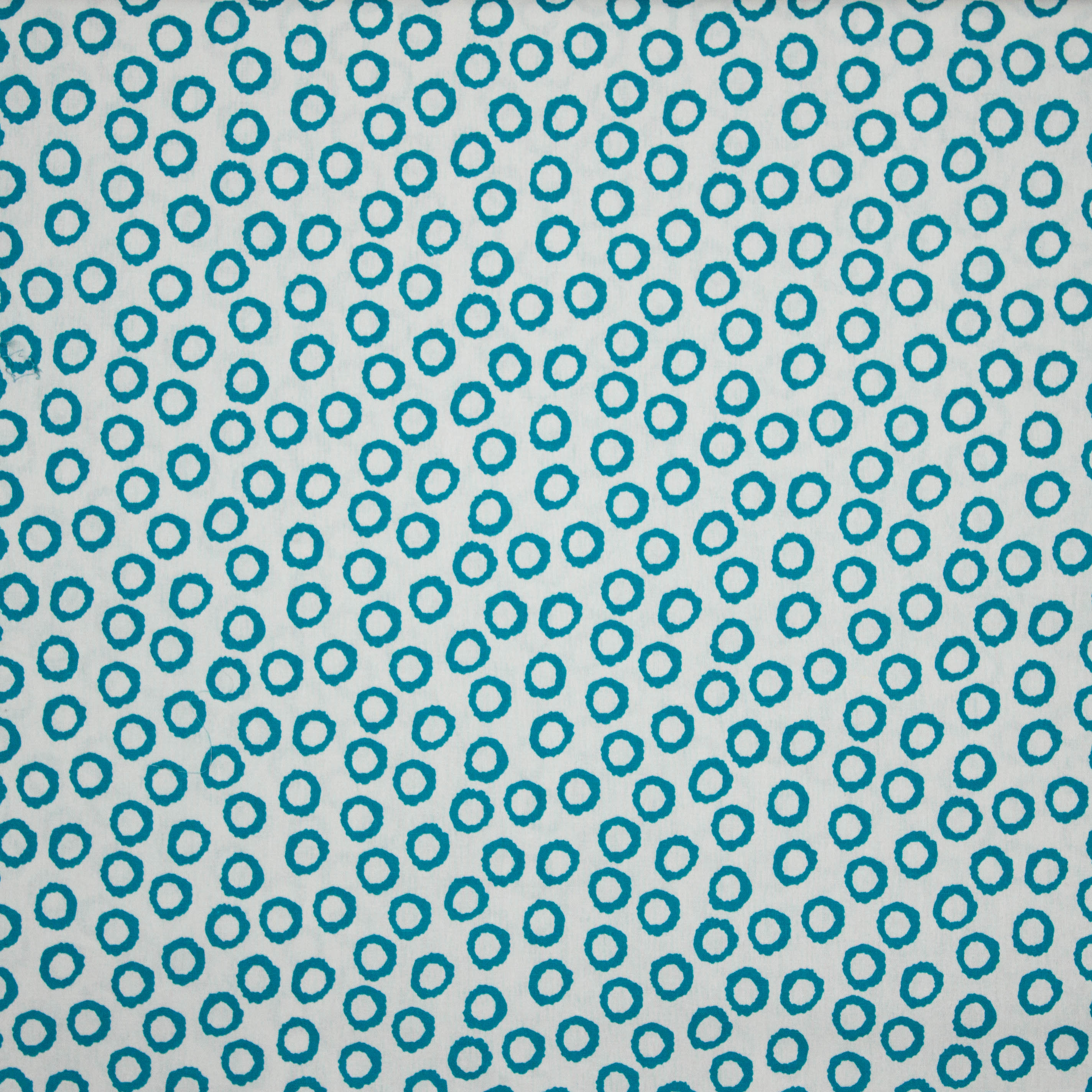 Linnen wit turquoise cirkel motief