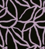 Viscose twill zwart met lilakleurige abstract patroon