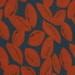 Viscose tricot staalblauw met roestkleurige bladeren