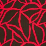 Viscose twill zwart met roodkleurige abstract patroon