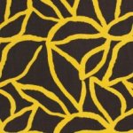 Viscose twill bruin met geel abstract patroon