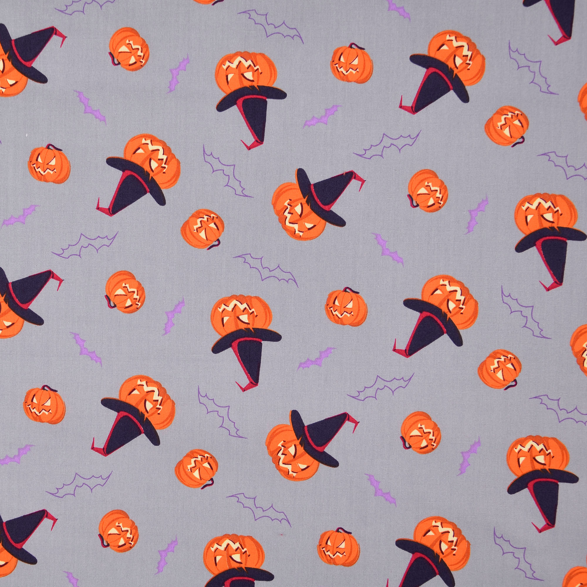 Katoen popeline pompoen met heksenhoed