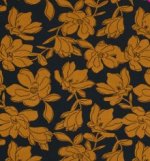 Viscose zwart met roeste bloemen