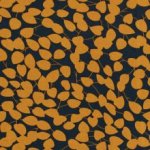 Viscose tricot zwart met roestblaadjes patroon