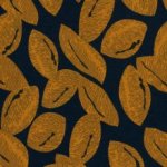 Viscose tricot zwart met roestkleurige bladeren