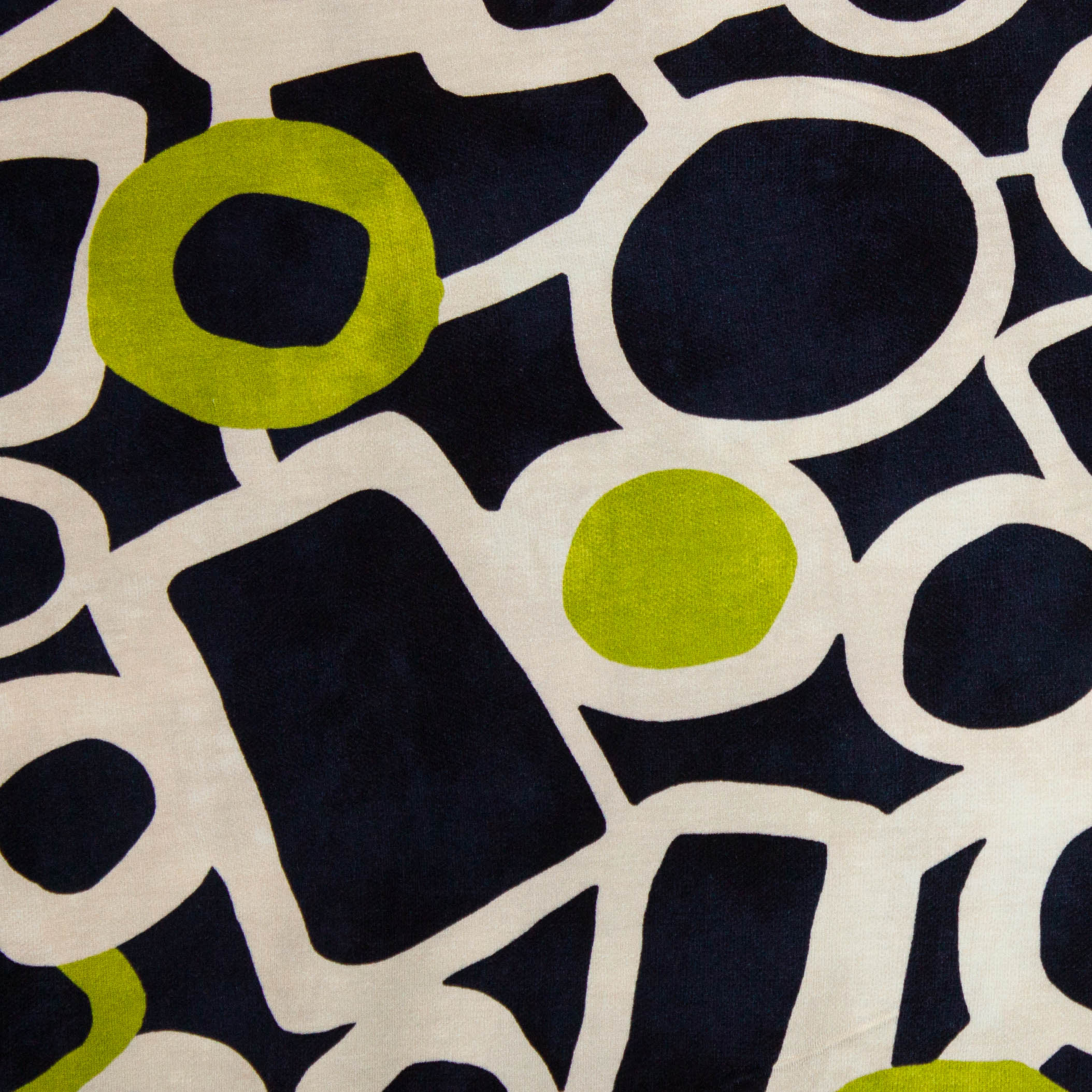 Viscose tricot donkerblauw met abstract motief
