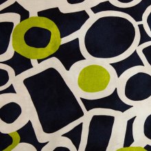 Viscose tricot donkerblauw met abstract motief
