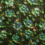 Viscose tricot groen met abstracte bloemen