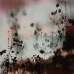 Viscose tricot paneel met rood - bruin bloemenpatroon