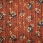 Voile bruin met bloemen en strepen met blinkend draadje