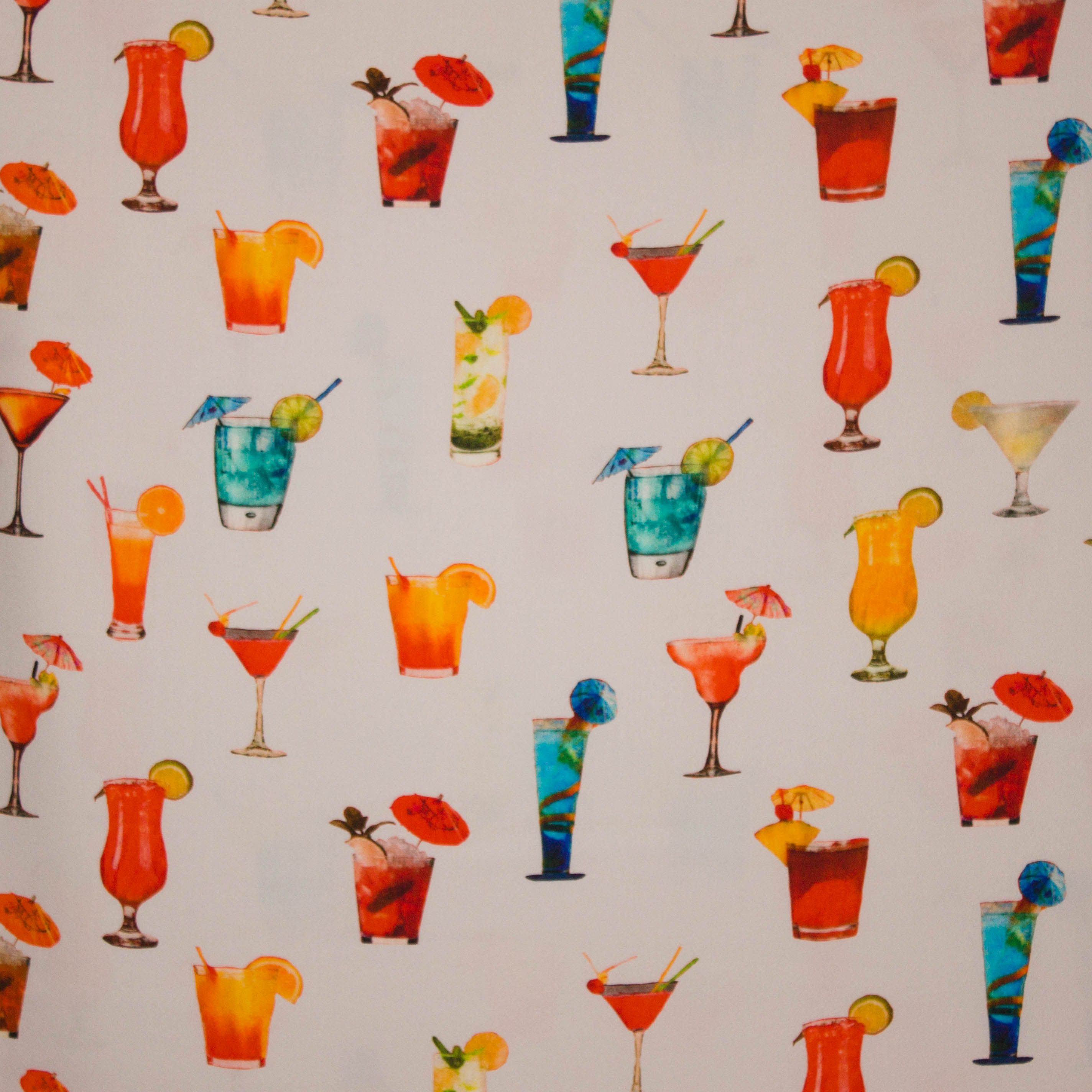 Viscose crêpe in beige met cocktails