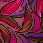 Viscose vuil roze met multicolor bladeren