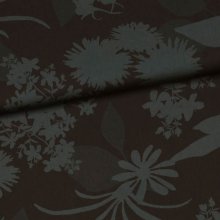 Polyester zwart met donker groene bloemen - knipmode
