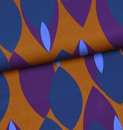 Viscose licht elastisch okerbruin met abstracte figuren