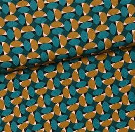 Viscose blauwgroen met abstracte cirkels
