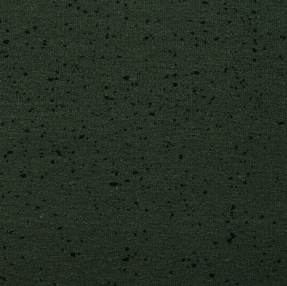 French terry donker kakigroen met zwarte stipjes