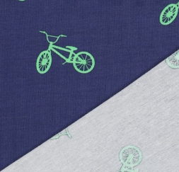 Tricot donkerblauw met felgroene BMX fietsen