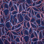 Viscose licht elastisch blauw met oranje bloemen