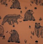 Gebrushte sweaterstof bruin met beren - Katia
