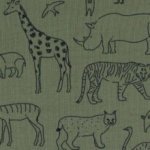 French terry groen met safari dieren