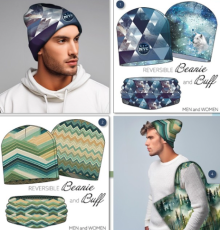 Paneel french terry 'Ice Crystals' muts en sjaal