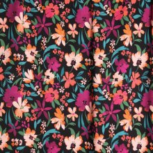 Viscose zwart small flower print  - Atelier Jupe