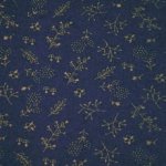 Flanel blauw met gouden blaadjes - Katia