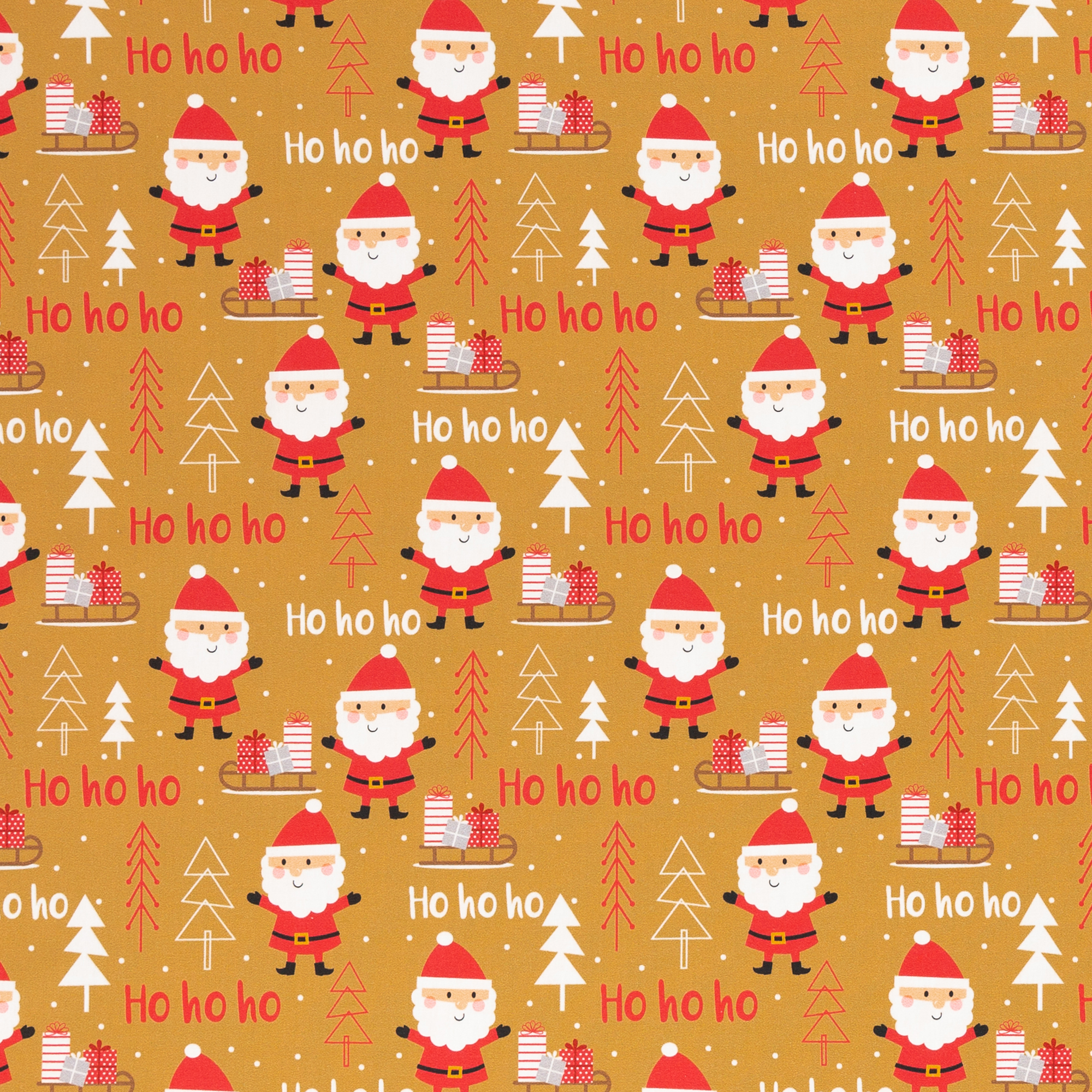 Katoen oker met kerstmannen 'Kim'