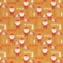 Katoen oker met kerstmannen 'Kim'