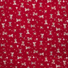 Katoen rood met rendieren