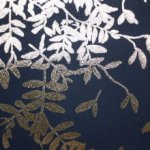 Paneel zijde jacquard blauw met zilveren blaadjes