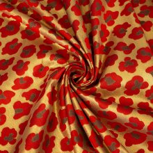 Dubbelzijdige zijde jacquard rood en goud patroon - Lorré