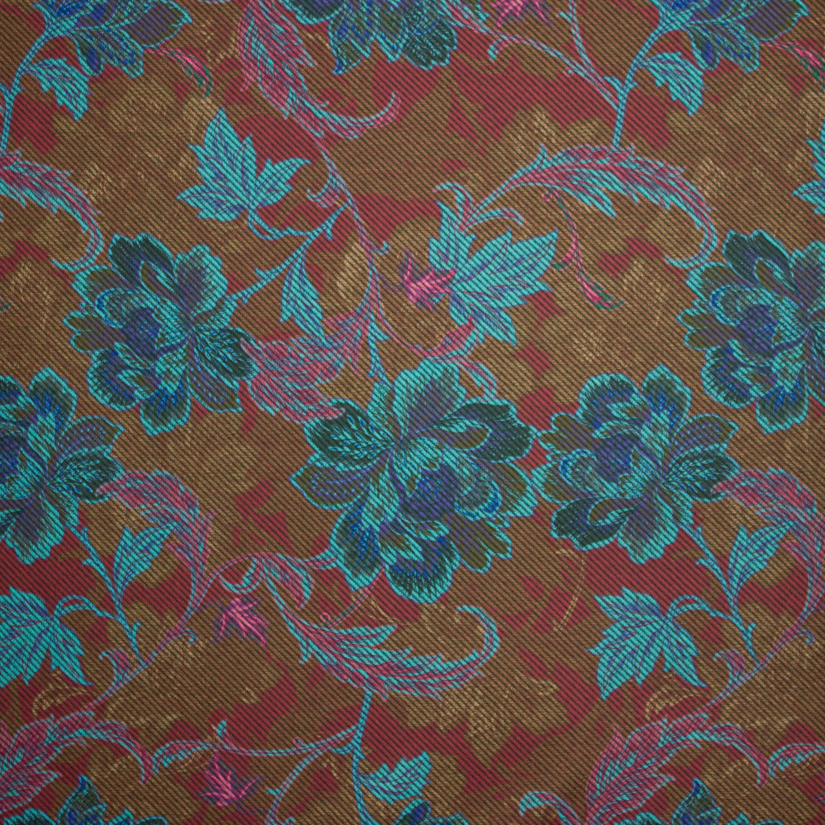 Bedrukte double face met blauwe bloemen