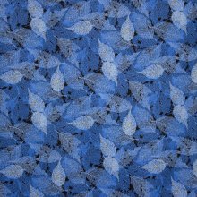 Katoen blauw met blaadjes