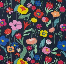 French terry zwart met bloemen - Qjutie & the Qjutest