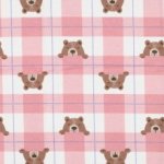 Katoen flanel roos geruit met beertjes