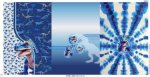 Paneel blauw dino's 150cm x 65cm