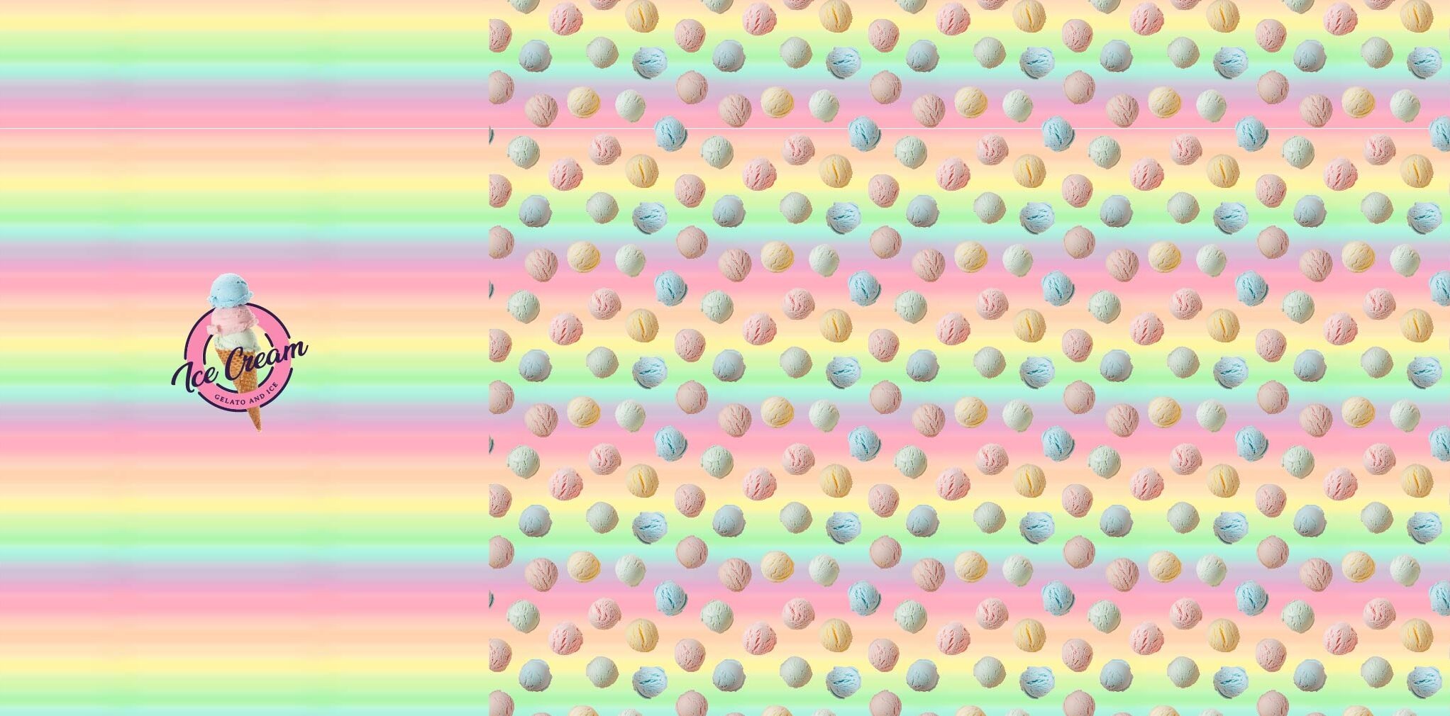 Paneel regenboog ice cream 150cm x 75cm