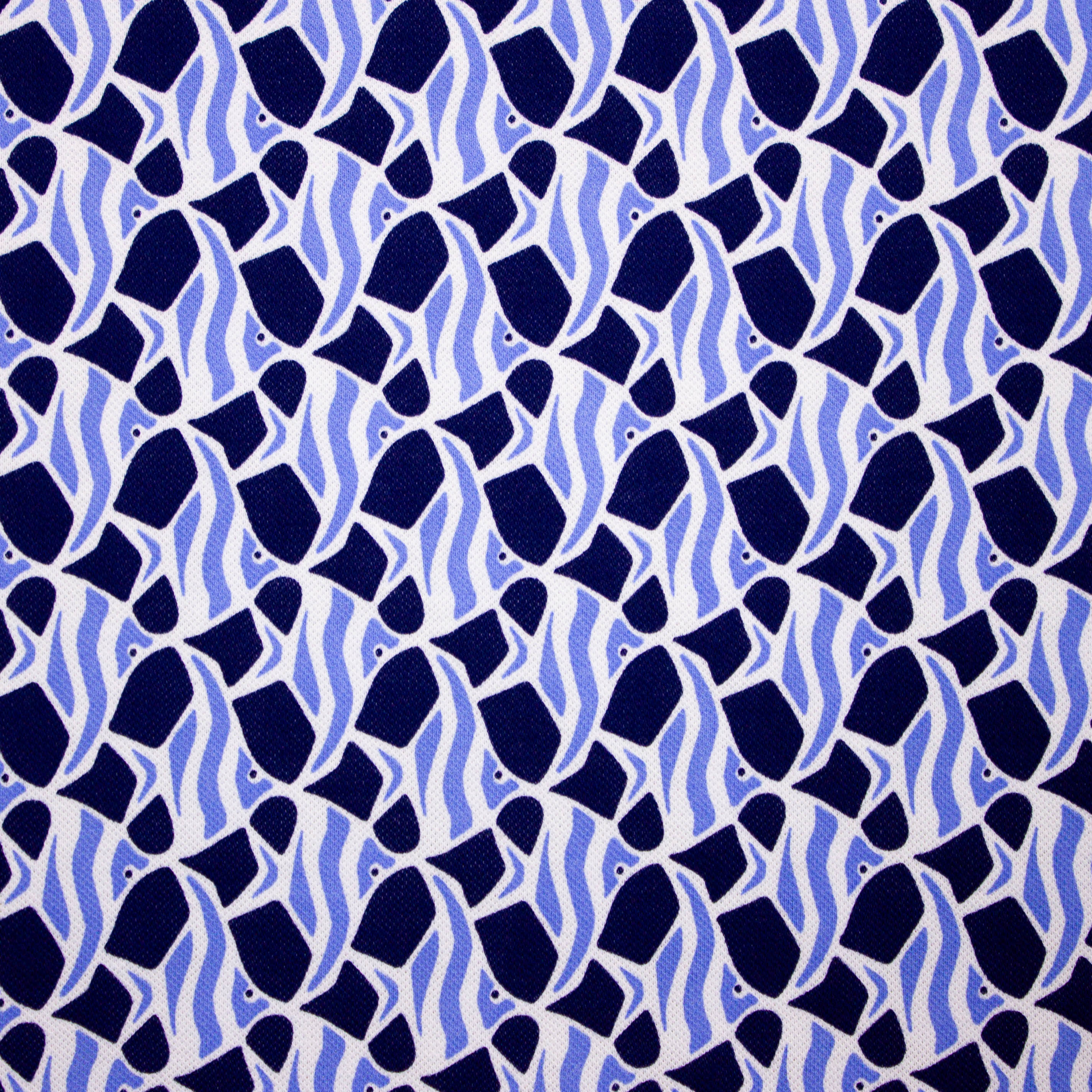 Polo tricot donkerblauw met blauwe vissen - Katia