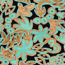Viscose tricot bedrukt bloemen mint  -  My Image