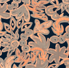 Viscose tricot bedrukt bloemen oranje   -  My Image