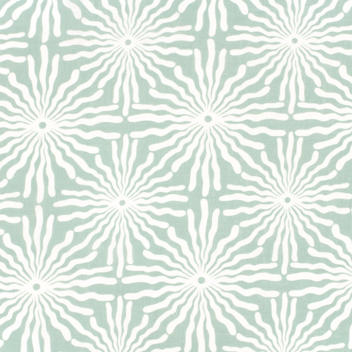 Geweven katoen viscose mint met zonnen  -  B*Trendy