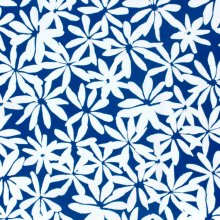 Katoen blauw met witte bloemen