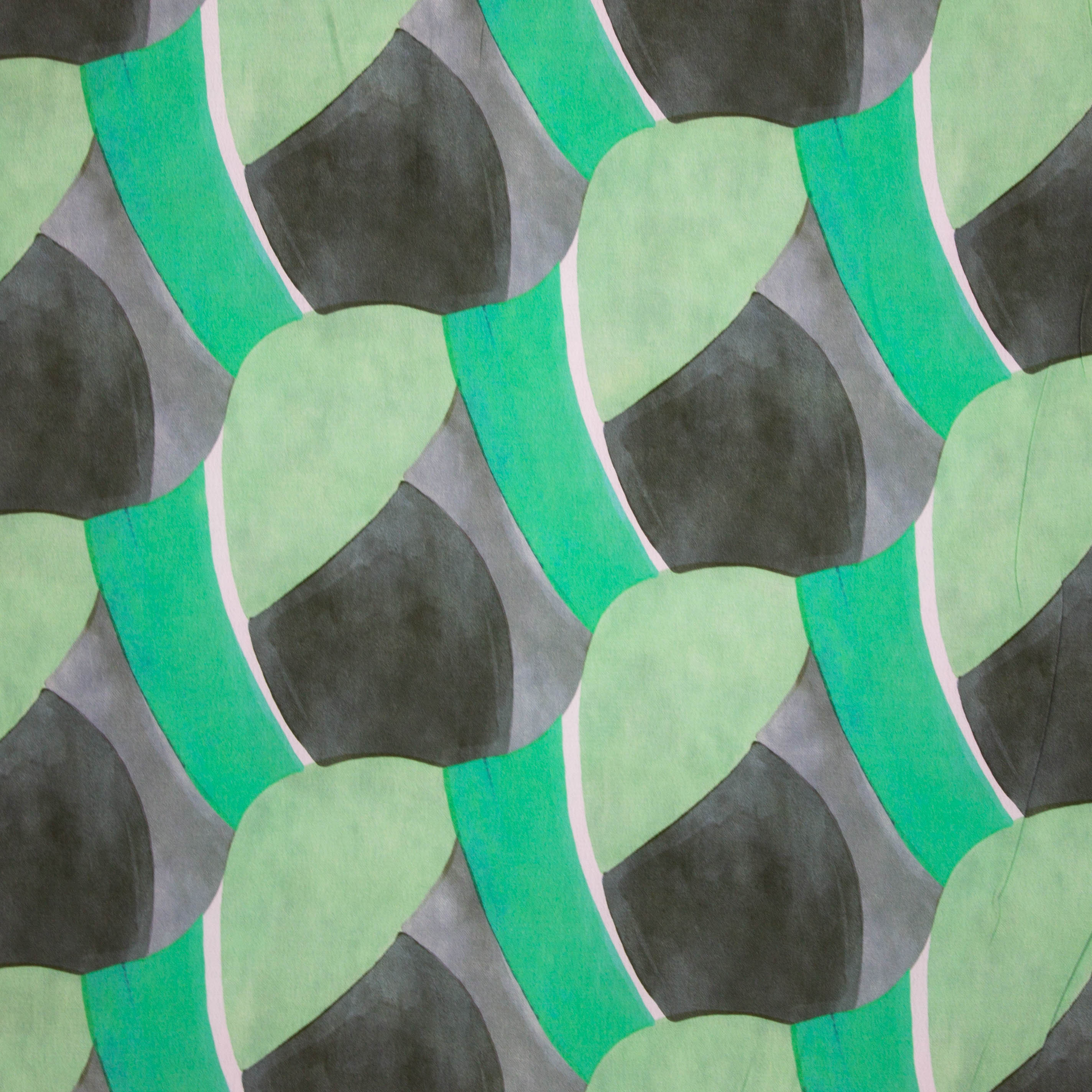 Viscose crêpe groen met abstract motief - Alta Moda