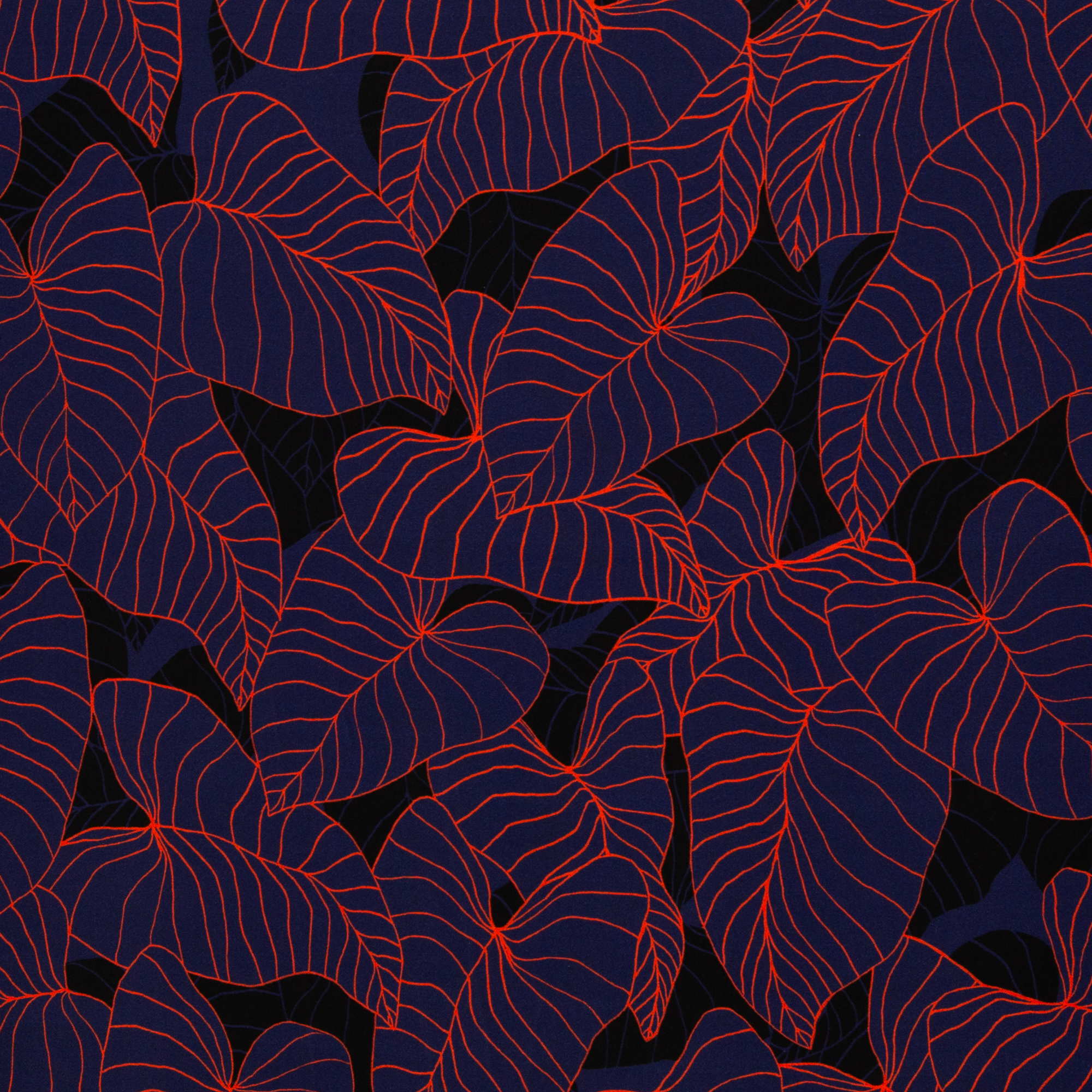 Viscose zwart met oranje bladeren 'Tropical forest' - Thorsten Berger