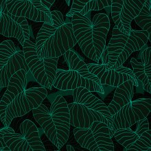 Viscose zwart met groene bladeren 'Tropical forest' - Thorsten Berger