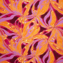 Polyester stretch paars met bloemen print